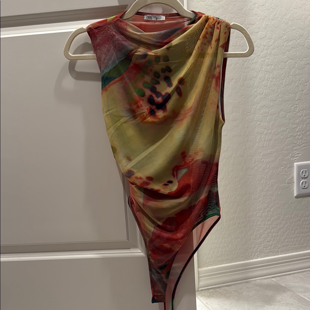 Zara Multicolor Draped Sleeveless Top
